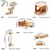 PETOMG Estantes para gatos DIY, muebles de pared para gatos de madera de caucho | Juego de pared para gatos