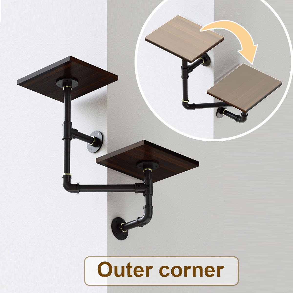 PETOMG Dual-Level Cat Climbing Shelves | Eco-Friendly Smoky Wood & Aluminum Design