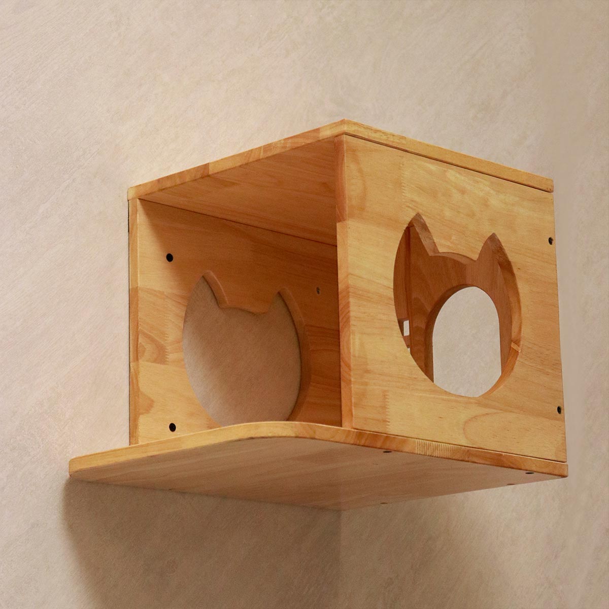 PETOMG Wall Mounted Cat House, Cat Wall Furniture, Cat Wall Bed| Rubberwood