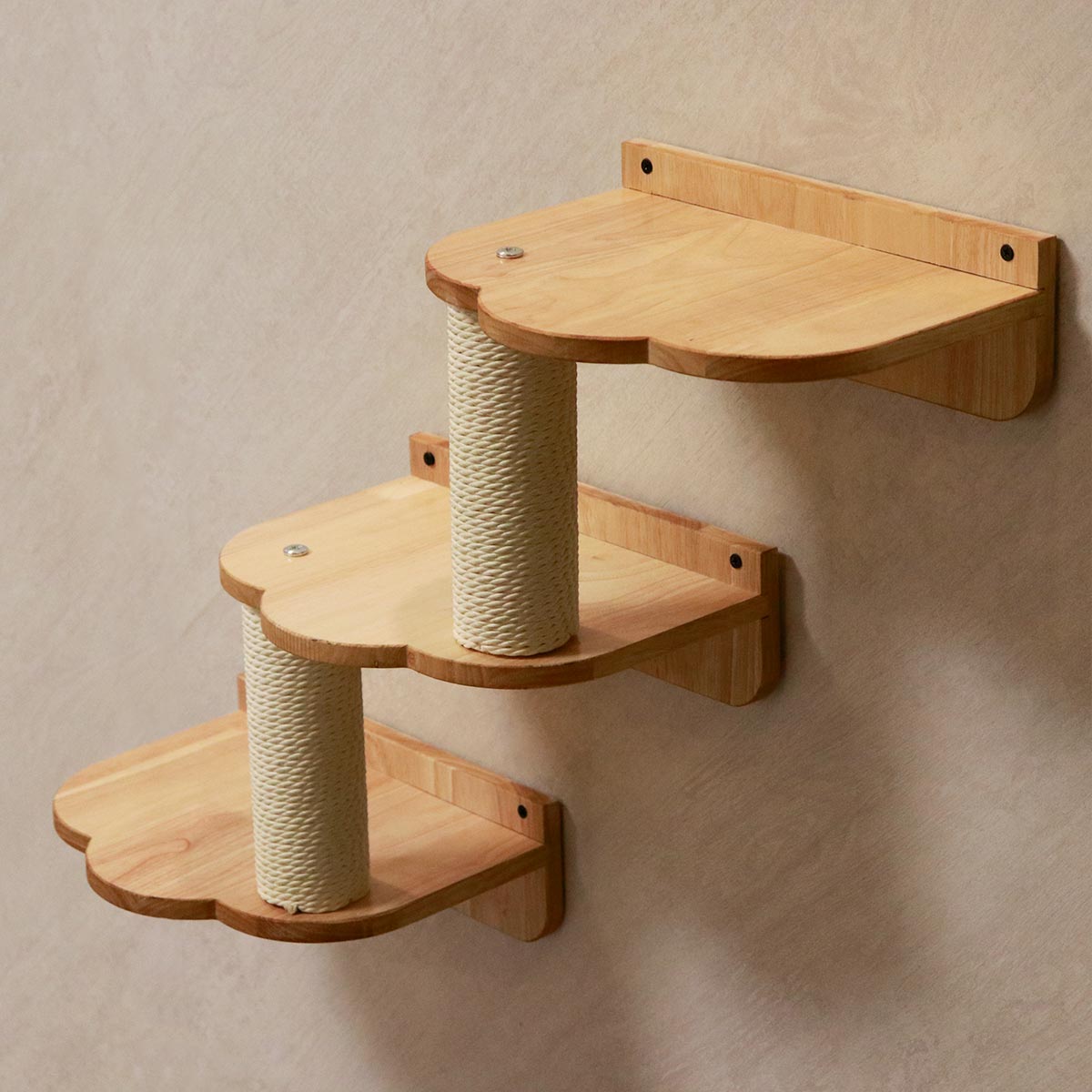 PETOMG Cat Wall Steps, Cat Shelf, Cat Ladder, Cat Climbers for Walls| Rubberwood