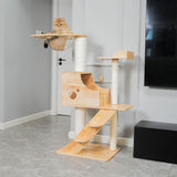 PETOMG Modern Cat Tree 21.7''*16.5''*45.7'' | Rubber Wood