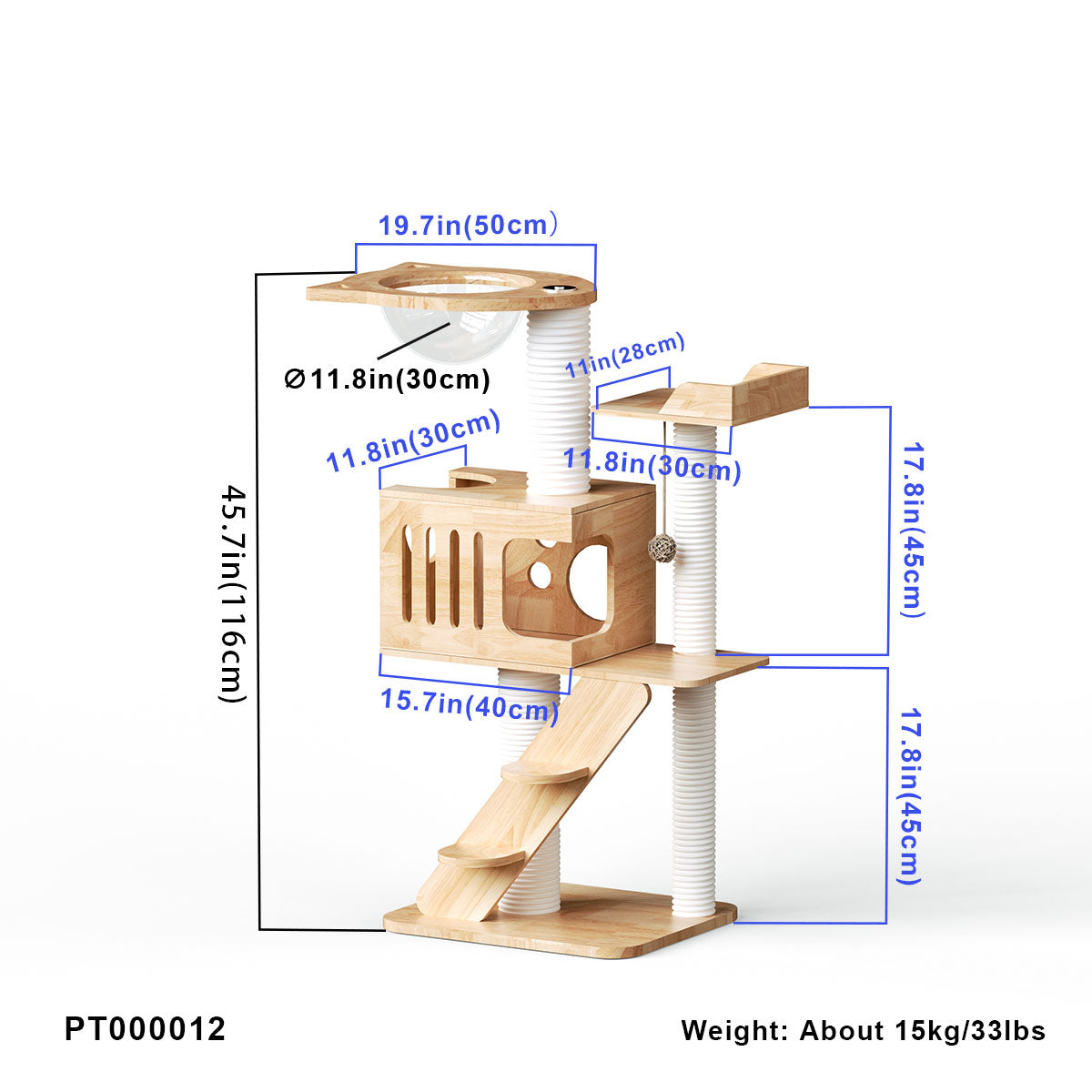 PETOMG Árbol para Gatos Estético 55*42*116 cm | Madera de caucho