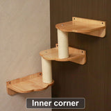 PETOMG Cat Wall Steps, Cat Shelf, Cat Ladder, Cat Climbers for Walls| Rubberwood