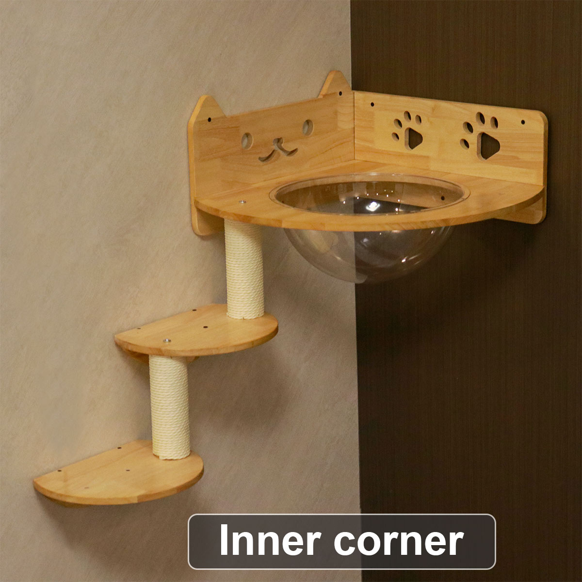 PETOMG Percha Grande para Gatos, Cama Grande de Pared para Gatos, Nave Espacial para Gatos | Madera de caucho