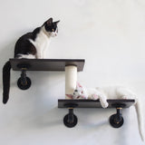 Smoky Rubber Wood Cat Shelves | Modern Minimalist Wall-Mounted Set