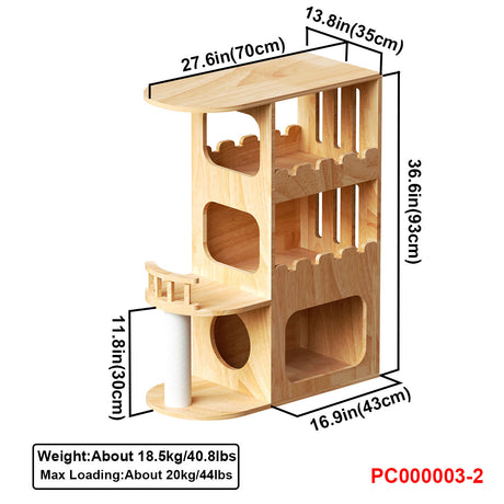 Rubberwood Modern Cat Furniture, Side Table for Cats 27.6''*13.8''*36.6''