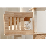 PETOMG Árbol para Gatos de Piso a Techo, Madera de Caucho, sin Perforaciones, Altura Ajustable (230 cm - 280 cm)