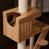 Floor to Ceiling Cat Tree | Solid Rubberwood Build | Long-Lasting Style & Strength