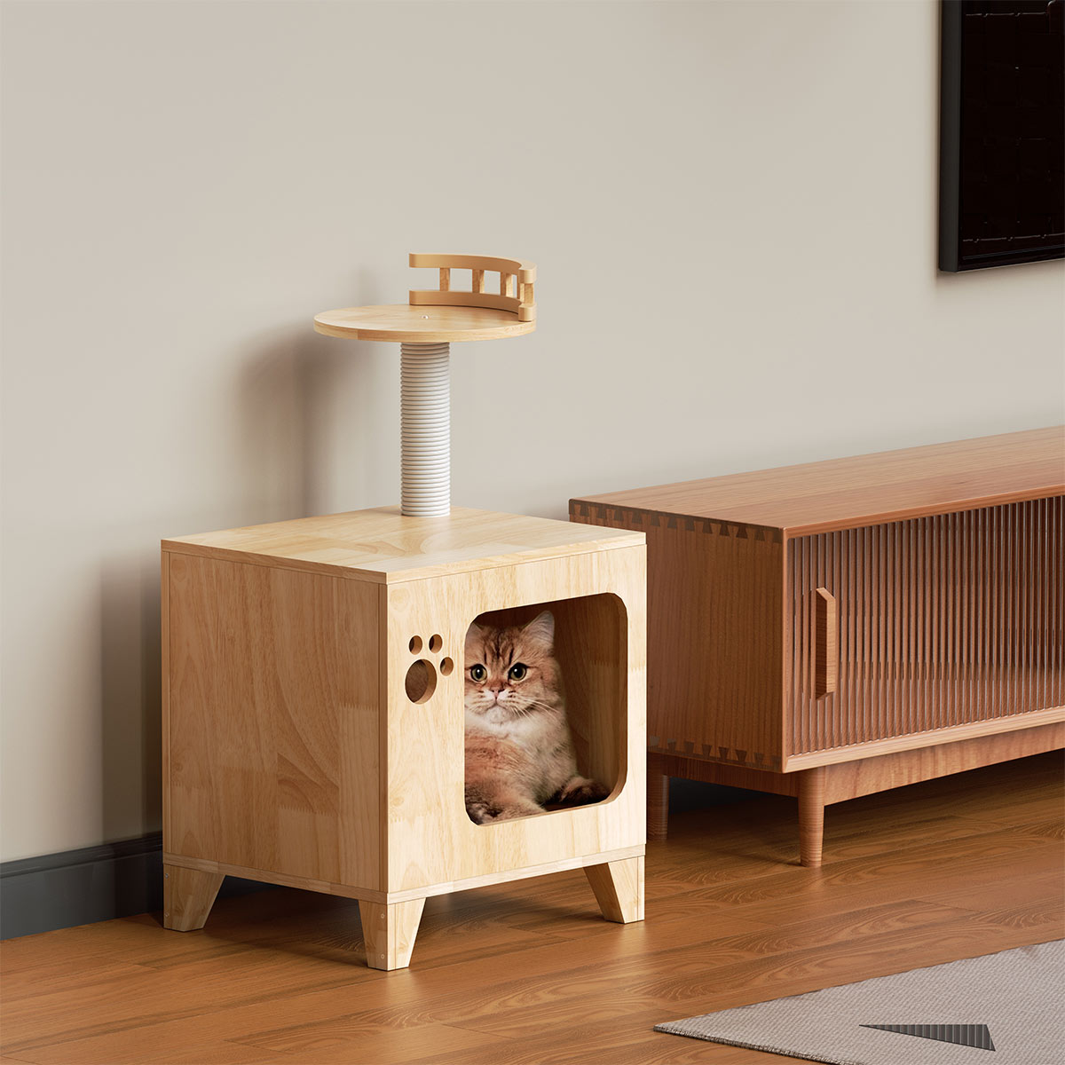 PETOMG Cat House, Cat Condo, TV Cat Bed, Cat Scratcher| Kumipuu 0,81m