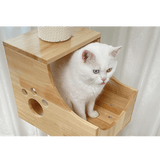 PETOMG Modern Cat Tree 21.7''*16.5''*45.7'' | Rubber Wood