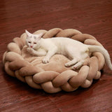 Braided Plush Pet Bed: Ultra Soft Cat & Small Dog Cushion