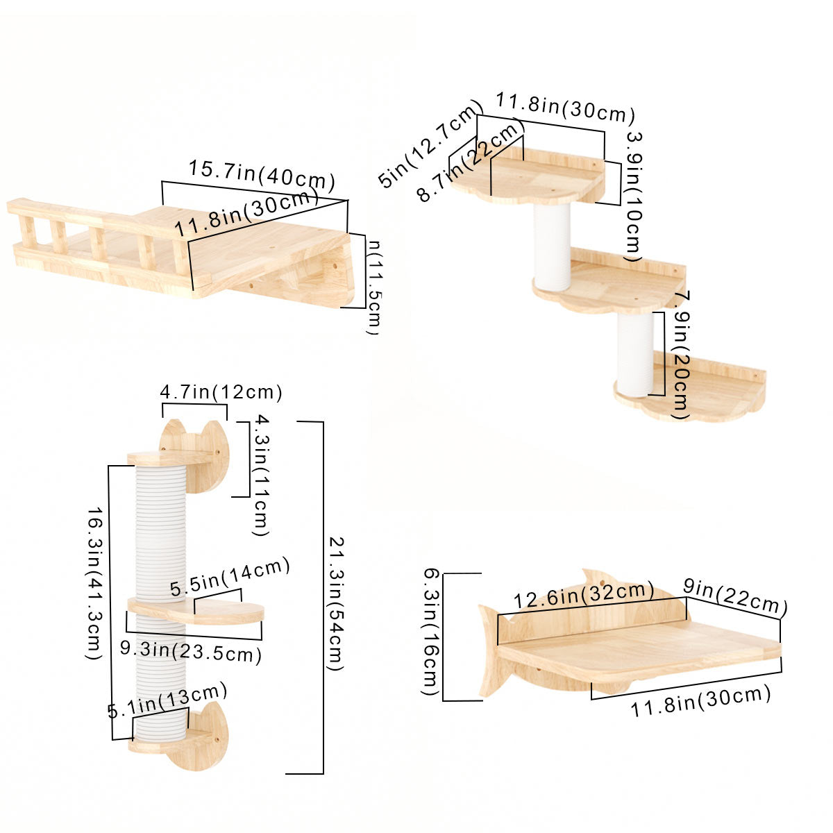 PETOMG Estante de pared para gatos, cama de pared para gatos, estantes para gatos DIY | Juego de pared para gatos | Madera de caucho