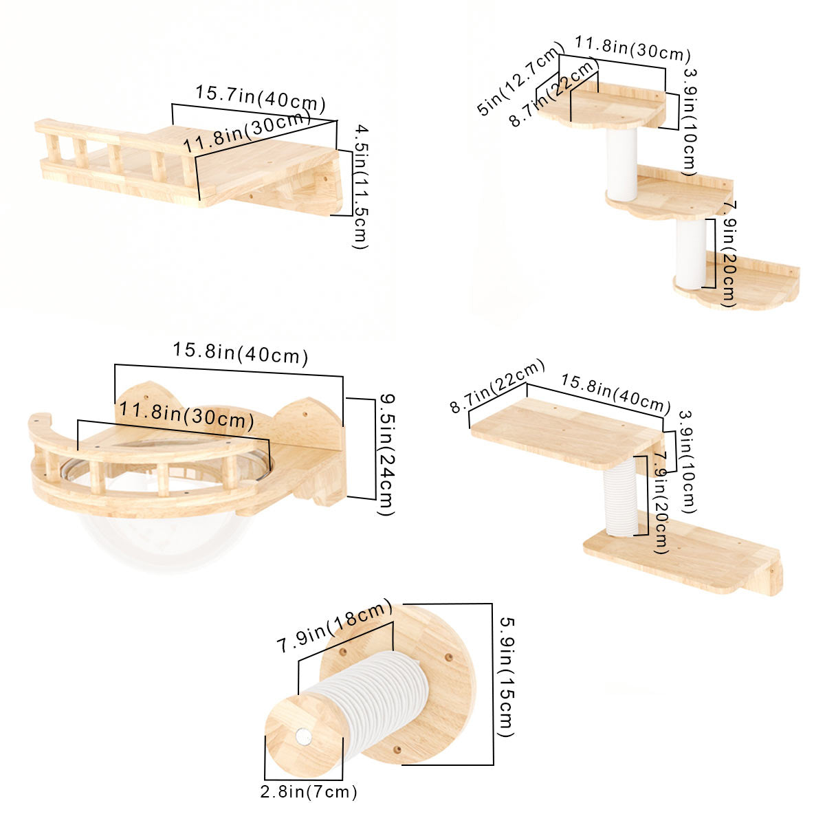 PETOMG Estantes para gatos, Cama de pared para gatos, Estantes para gatos DIY | Juego de pared para gatos | Madera de caucho