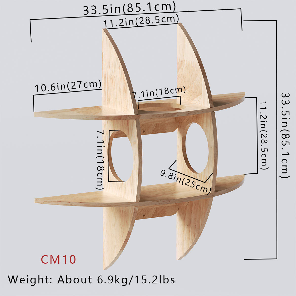 PETOMG Percha para gatos, paseos para gatos, muebles de pared para gatos, estante de pared para gatos | Madera de caucho