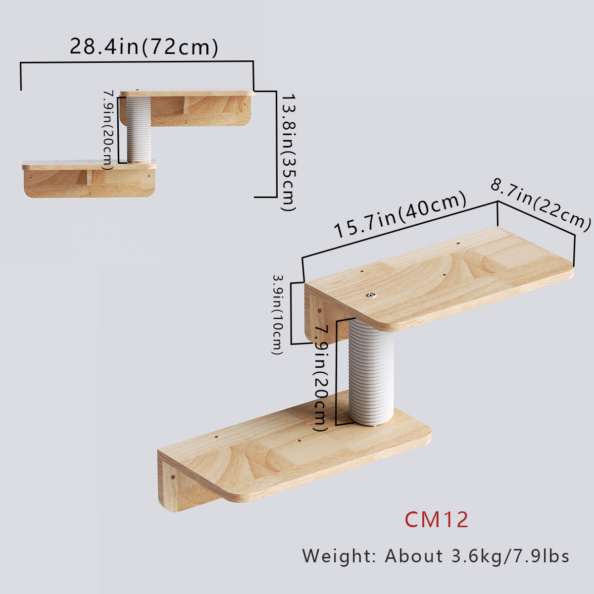 PETOMG Cat Wall Steps, Cat Ladder, Cat Walks, Cat Climbers for Walls| Rubberwood