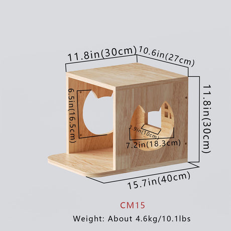 PETOMG Casa para gatos montada en la pared, muebles de pared para gatos, cama de pared para gatos | Madera de caucho