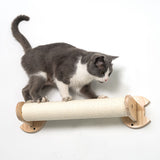 PETOMG Cat Scratching Post, Cat Wall Furniture, Cat Shelf | Rubberwood