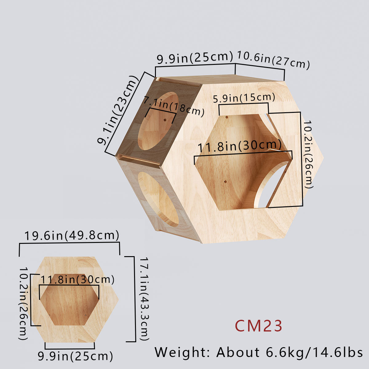 PETOMG Casa para Gatos montada en la Pared, Estante de Pared para Gatos, Cama de Pared Grande para Gatos | Madera de caucho