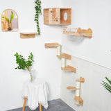 PETOMG Rubberwood Cat Shelves, DIY Cat Wall Shelf, Cat Perch | Cat Wall Mounted Set