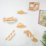 PETOMG Cat Shelves, DIY Cat Shelves, Cat Wall Furniture | Cat Wall Mounted Set | Rubberwood