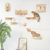 PETOMG Cat Shelves, Rubberwood DIY Cat Shelves| Cat Wall Mounted Set