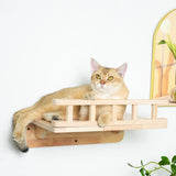 PETOMG Rubberwood Cat Shelves, Cat Perch, Cat Walks | Cat Wall Mounted Set