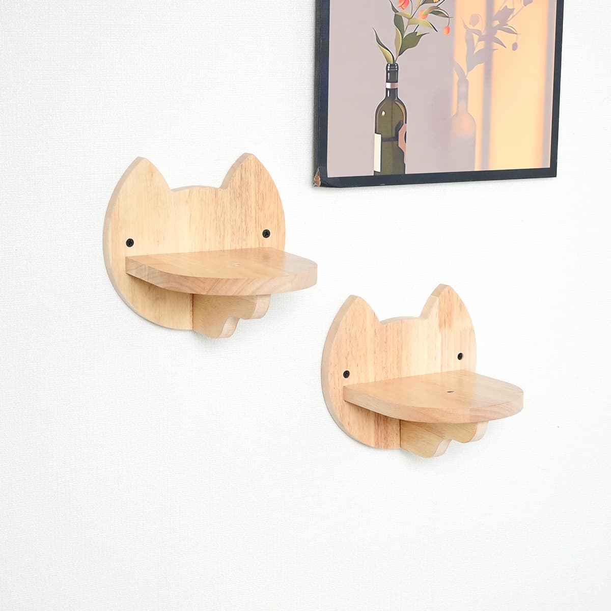 PETOMG Cat Wall Steps, Cat Shelf, Cat Ladder, Cat Walks(2PCS)| Rubberwood