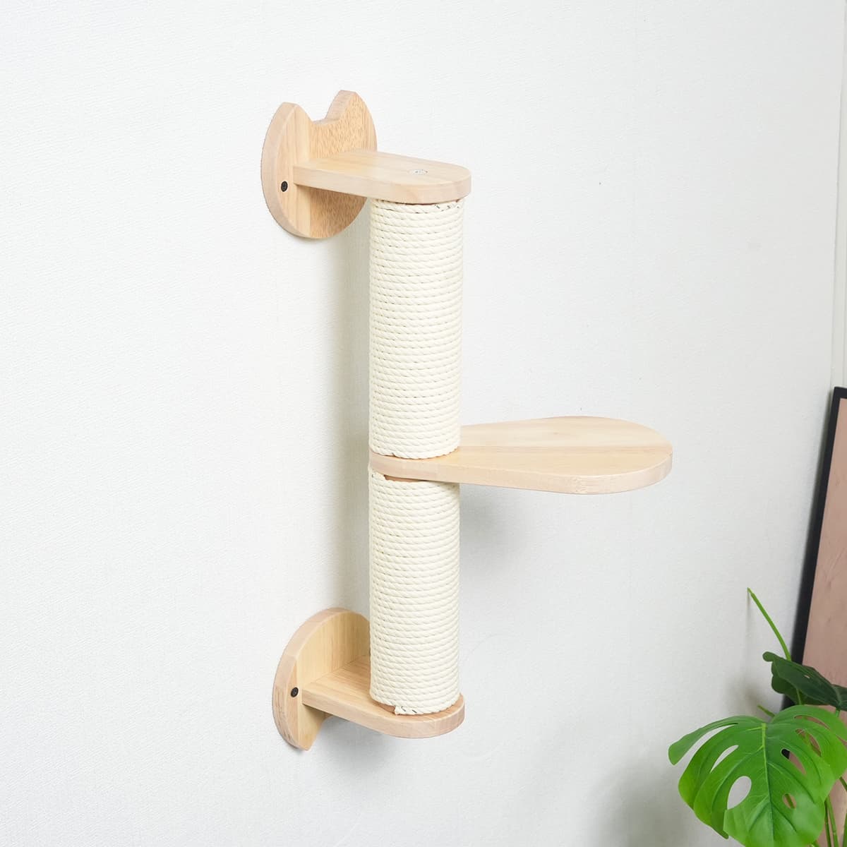 PETOMG Poste rascador para gatos, estantes de pared para gatos, paseos para gatos | Madera de caucho