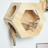 PETOMG Casa para Gatos montada en la Pared, Estante de Pared para Gatos, Cama de Pared Grande para Gatos | Madera de caucho