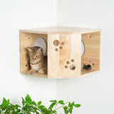 PETOMG Casa para gatos montada en la pared, estante para gatos, percha para gatos | Madera de caucho