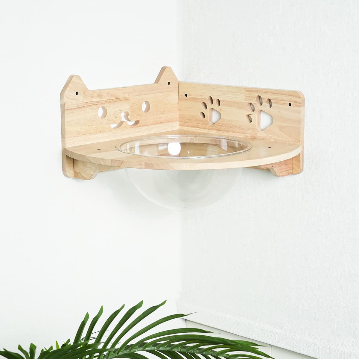 PETOMG Percha para gatos, estante para gatos, muebles para gatos montados en la pared, nave espacial para gatos | Madera de caucho