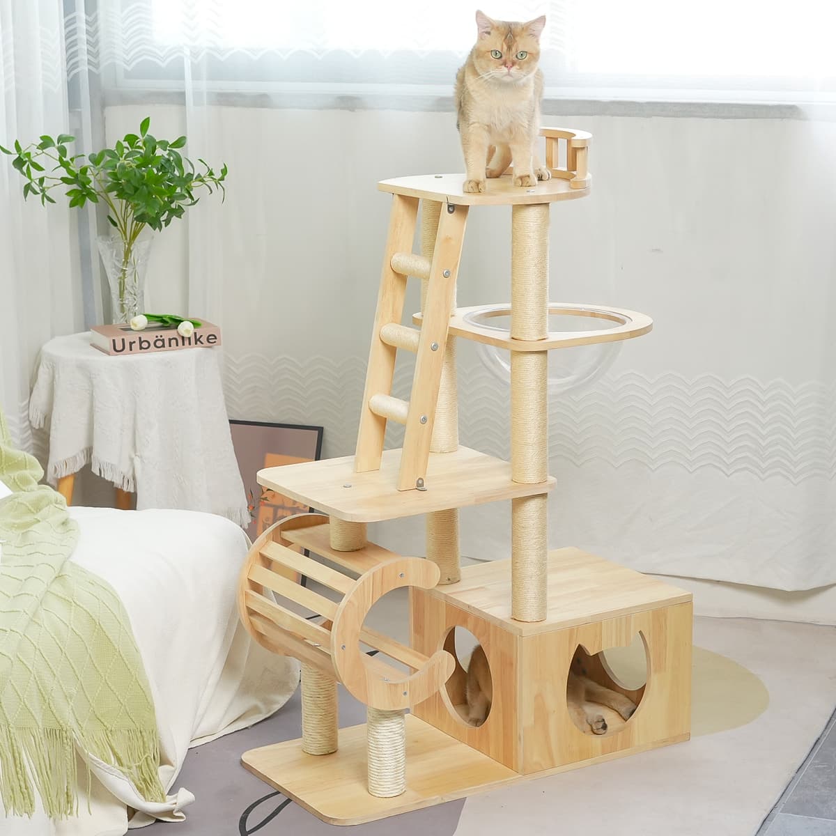 PETOMG Cat Tree, Cat Tower, Cat Scratcher, Cat avaruusalus| Kumipuu 1,15m