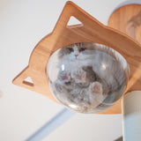 PETOMG Árbol para Gatos de Madera de Goma del Piso al Techo, sin Perforaciones, Altura Ajustable (230 cm - 280 cm)