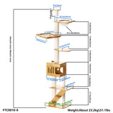PETOMG Adjustable Floor to Ceiling Cat Tree | Modern Cat Tower for Large Cats (90.6'' - 110.2'')