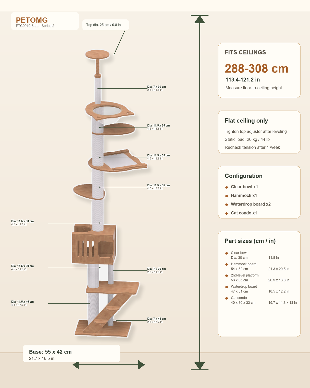 Compact Floor-to-Ceiling Cat Tree