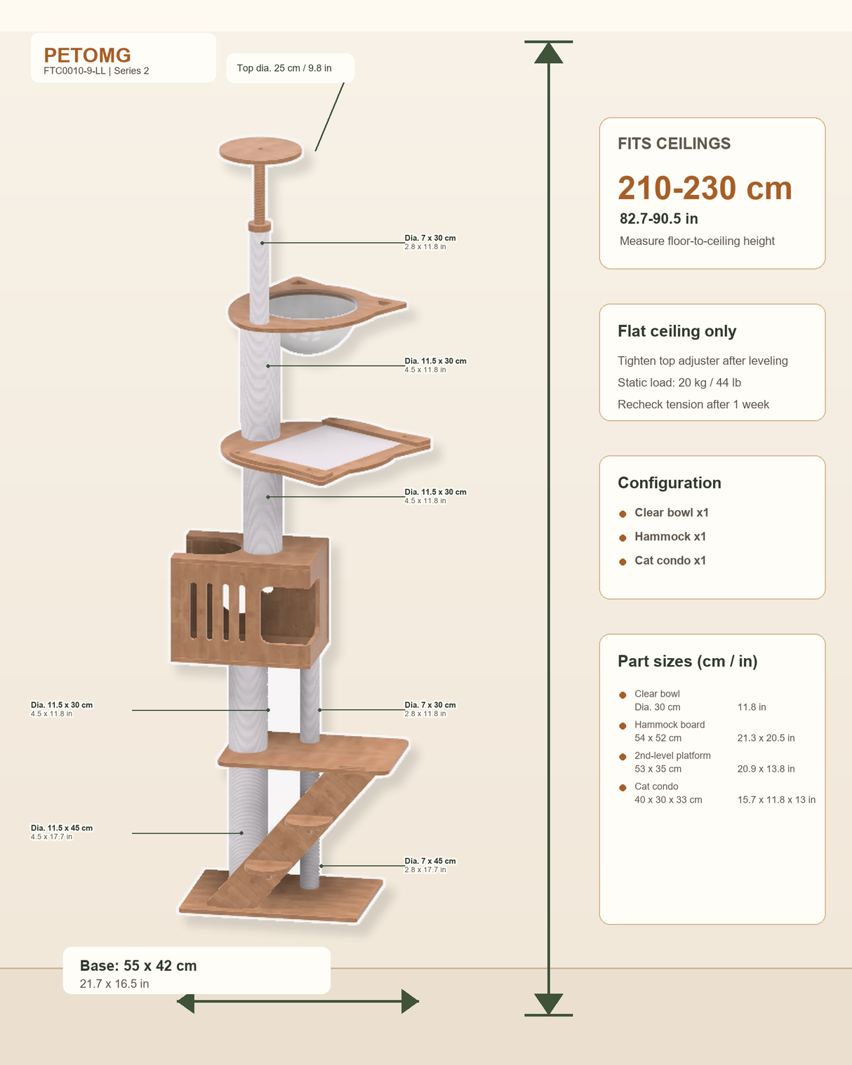 Compact Floor-to-Ceiling Cat Tree