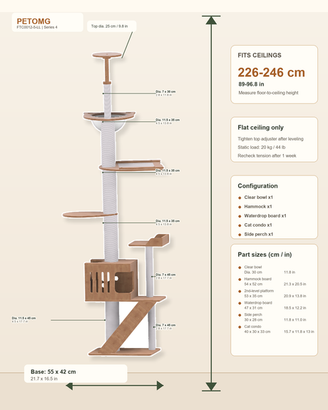 Multi-Perch Floor-to-Ceiling Cat Tree