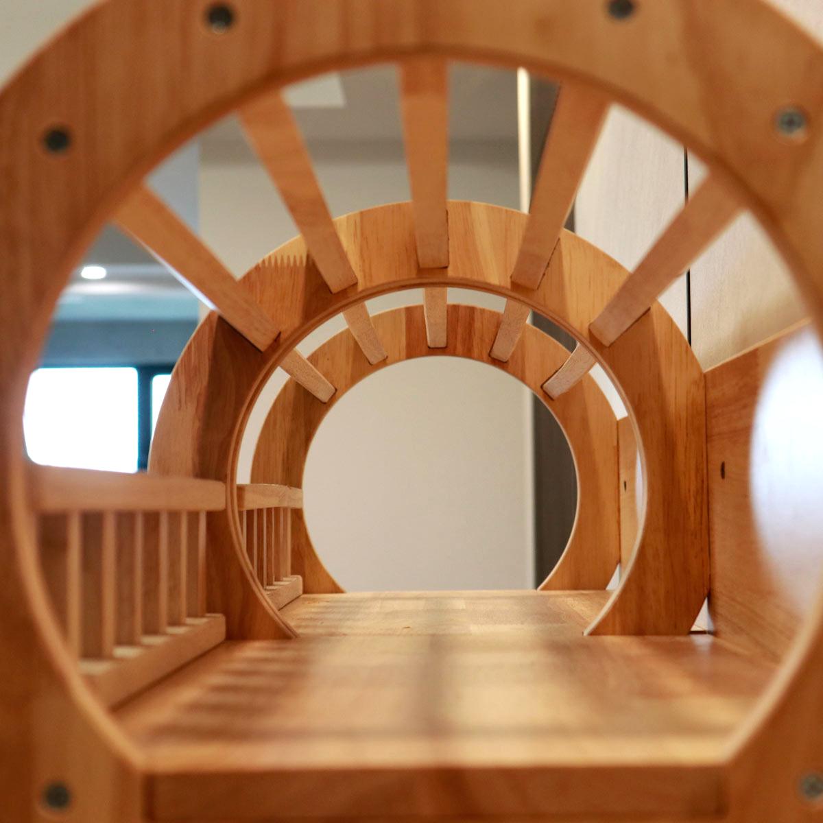 Modular Wall Cat Tunnel | Open Cat Shelf | Rubberwood Cat Wall Furniture