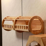 Modular Wall Cat Tunnel | Open Cat Shelf | Rubberwood Cat Wall Furniture