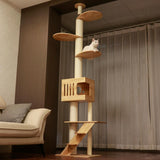 Floor to Ceiling Cat Tree | Durable Rubberwood | Stable & Safe for Multi-Cat Homes
