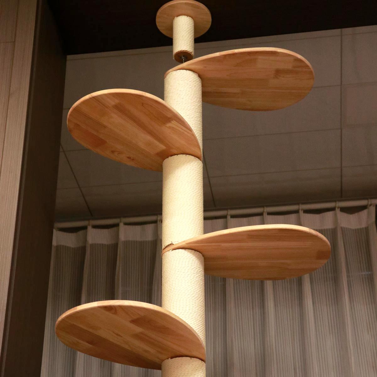 Floor to Ceiling Cat Tree | Solid Rubberwood Build | Long-Lasting Style & Strength