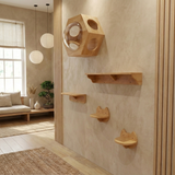 Juego de estantes hexagonales para gatos (montaje en pared) | Madera de caucho