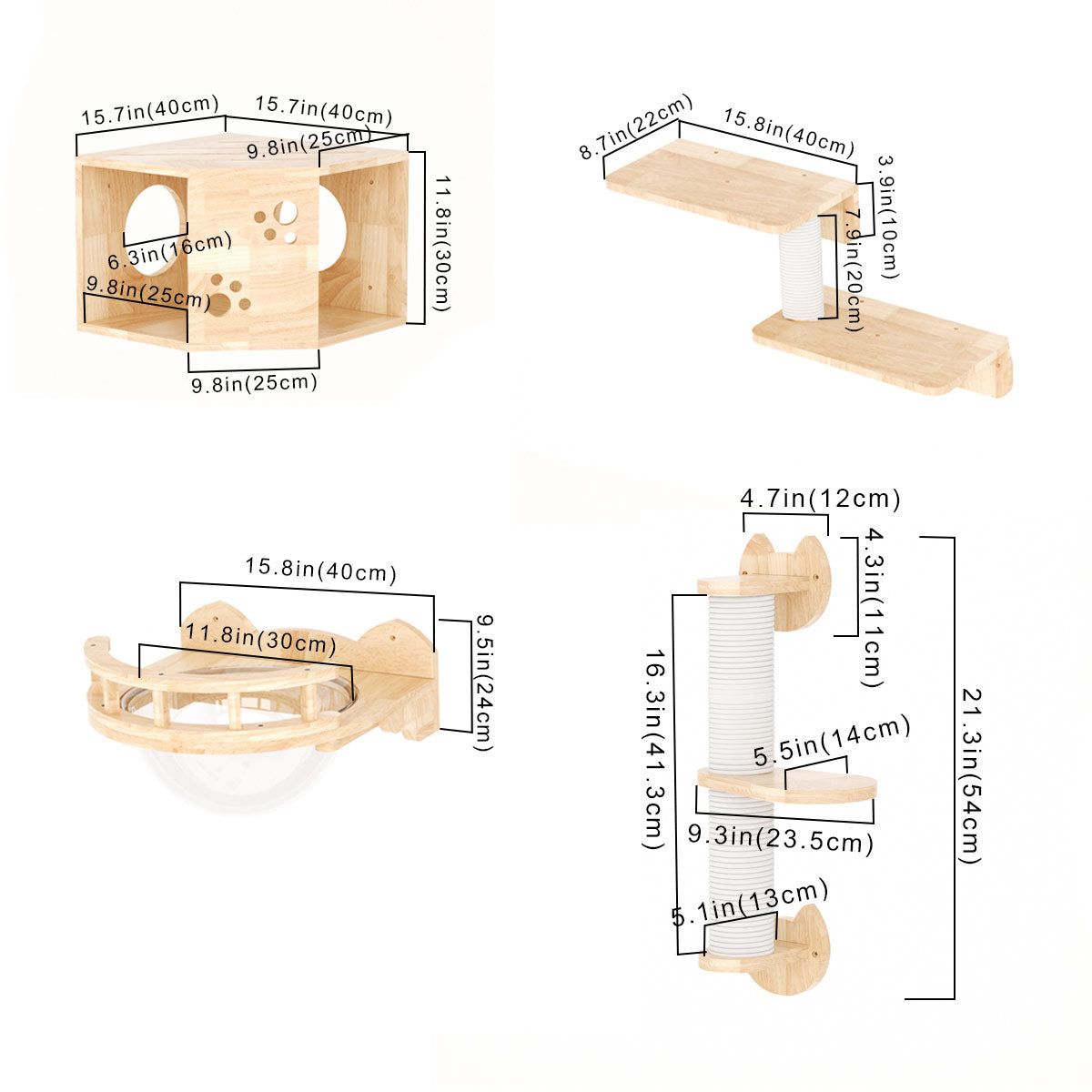 Wall Mounted Cat Perch, Cat Wall Furniture (Corner Set)