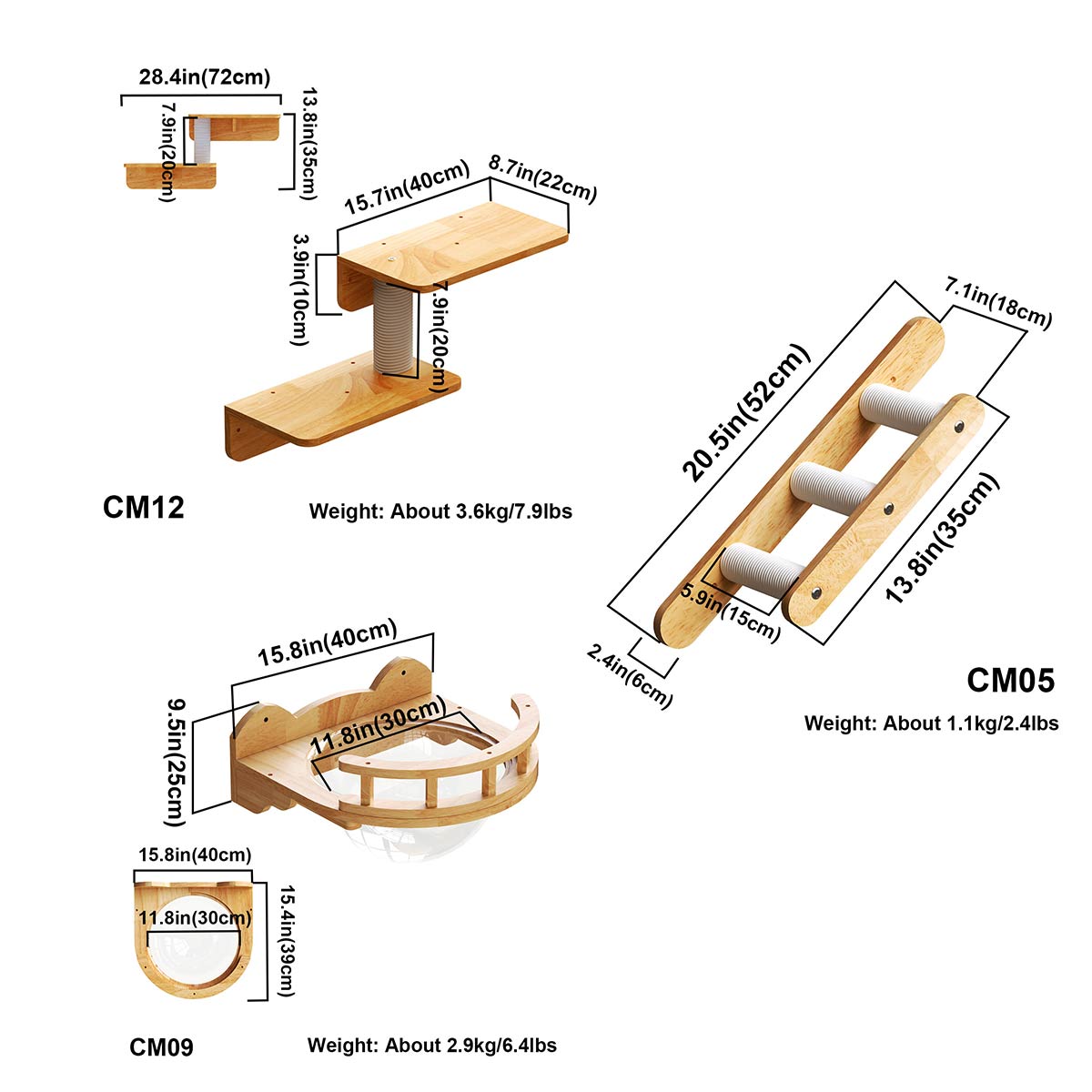 Cat Shelves Set, Cat Wall Furniture