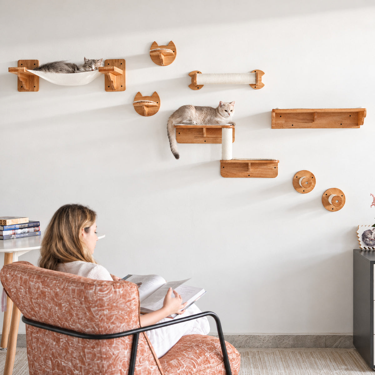 Percha para gatos, cápsula espacial para gatos montada en la pared (esquina)