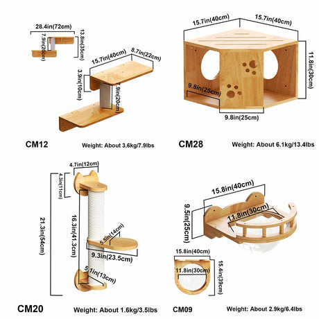 Wall Mounted Cat Perch, Cat Wall Furniture (Corner Set)