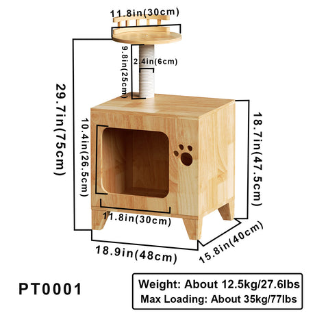 PETOMG Cat House, Cat Condo, TV Cat Bed, Cat Scratcher| Kumipuu 0,81m