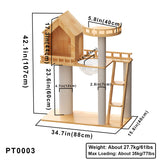 Árbol para gatos de madera de caucho, torre para gatos 88*40*107cm