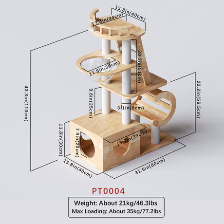 Cat Tree, Cat Tower with Spaceship 31.5''*15.7''*43.3''