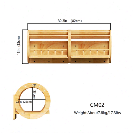 Modular Wall Cat Tunnel | Open Cat Shelf | Rubberwood Cat Wall Furniture